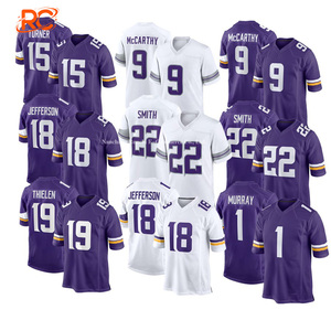 Venta al por Mayor de la Camiseta de Minnesota 2026 de <span class=keywords><strong>Justin</strong></span> 18 # Jefferson 9 # McCarthy 15 # Turner 1 # Jersey de Fútbol Americano Cosido de Primera Calidad Murray - Product Image 1