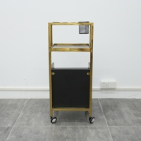 Vente en gros Chariot de salon en acier inoxydable noir Chariot d'organisation pour coiffure beauté Chariot d'extension de cheveux pliant mobile