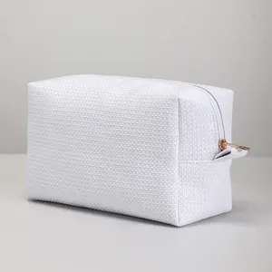 Custom Cosmetic Bag terry cotton cosmetic bag Traveling Durable Waffle Weave Lined zipped cosmetic bag