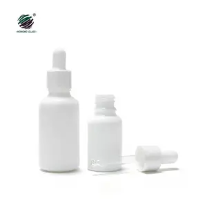 زجاجة أساسية من السيراميك أبيض شفاف اسطواني مستدير مع غطاء للقطارة لتعبئة مستحضرات التجميل
