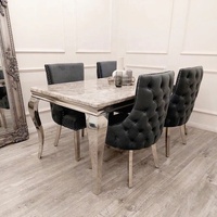 Mesa de Comedor Moderna con Estructura Metálica y Tapa de Mármol para Hoteles, Apartamentos, Escuelas y Restaurantes - Importación al por Mayor