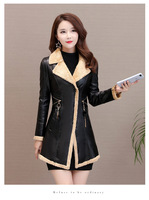 Manteau Trench d'Hiver Personnalisé pour Femme, à Doublure Polaire, avec Col Revers et Veste en Fausse Fourrure et Faux Cuir