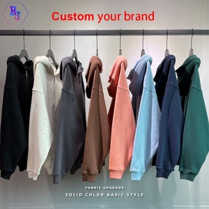 Tùy Chỉnh Puff In Ấn Logo Đồng Bằng 100% Bông Quá Khổ Hoody Lông Cừu Nổi Unisex Áo Khoác Áo Khoác Dây Kéo Trống Mens Zip Lên Áo - Product Image 2