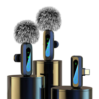 Microphone dynamique sans fil 2.4G portable Lavalier omnidirectionnel 1-émetteur-2-récepteurs avec réverbération et suppression du bruit Type C pour TikTok et podcasts