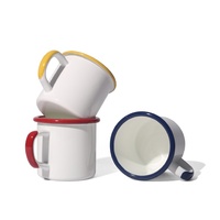 Tasses en métal émaillé de 350 ml (12 oz) en gros, design vintage, logo personnalisé, pour le thé, le camping, sublimation personnalisable, blanc, en stock