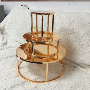 Juego de 3 bandejas para pasteles y postres de pies altos Soporte cuadrado para pasteles de <span class=keywords><strong>hierro</strong></span> para mesa de postres elegante - Product Image 4