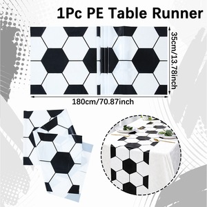 DAMAI - Decoración de Mesa para Fiestas de Cumpleaños Infantiles con Temática de Fútbol, Camino de Mesa Desechable de PE Blanco y Negro - Product Image 5