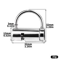Serrure de chasteté FRRK avec clé, cage de chasteté PA, anneau de chasteté verrouillé Dispositif de cage de chasteté en acier pour piercing de chasteté