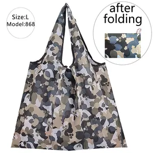 Recycling Falten Baumwolle Einkaufstasche Tasche Reusable Nylon Polyester Faltbare Einkaufstaschen mit Benutzerdefinierte Druck Farbe