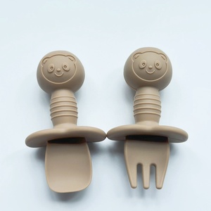 Juego de <span class=keywords><strong>Cuchara</strong></span> y Tenedor de Silicona de Grado Alimenticio Ecológico para Bebés Recién Nacidos, Libre de BPA, Apto para Lavavajillas, a Prueba de Fugas, No Tóxico - Product Image 1