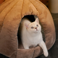 Indoor-Tierhaus mit herausnehmbarem Kissen, geschlossenes, warmes Katzen- und Hundebett für Welpen und Katzen, Katzenhaus