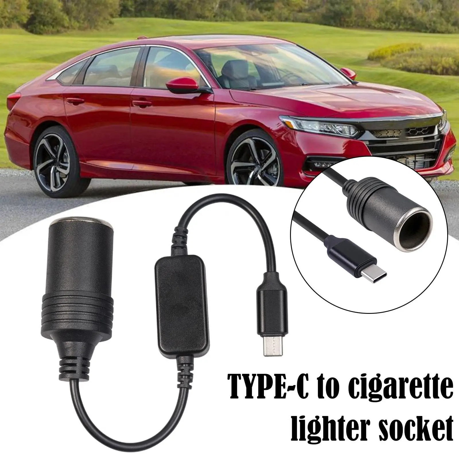 USB C tipo C a 12V presa per accendisigari per auto femmina cavo adattatore per accendini auto aspirapolvere