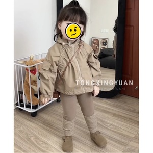 Tongxingyuan Baby Girl Trench Coat Set Solid Color Canvas Cotton 2-Piece Outfit Spring Autumn Kids Clothing - Product Image 1