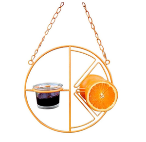 Mangeoire à oiseaux suspendue en métal toutes saisons avec gobelet en verre pour jardin Offre Spéciale orange <span class=keywords><strong>clémentine</strong></span> design colibri - Product Image 1