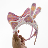 Süßes handgewebtes Hasenohren-Stirnband für Mädchen, aus Wolle gehäkelt, neu gestrickt