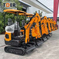 Mini-excavatrice sur chenilles TDER à prix avantageux, moteur Koop, 1 tonne, 1000 kg