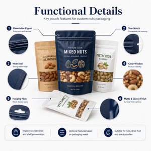 Bolsas de Embalaje para Frutos Secos Tostados, Bolsa Personalizada de Alta Barrera con Cierre Vertical para <span class=keywords><strong>Almendras</strong></span>, Anacardos, Cacahuetes, Venta al Por Mayor - Product Image 3