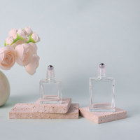 Flacons roll-on rechargeables en verre transparent carré de 10 ml, blanc nacré de 15 ml, noir mat, ambre givré, pour parfum et déodorant, avec bouchons