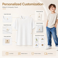 T-shirt Enfant Personnalisable avec Logo, Coton Peigné Biologique, Uni, Service d'Impression Uniforme Scolaire, Usine OEM