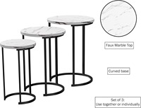 Vente en gros d'usine de lot de 3 tables d'appoint rondes en bois blanc de luxe tables gigognes salon chambre à manger tables basses usage domestique