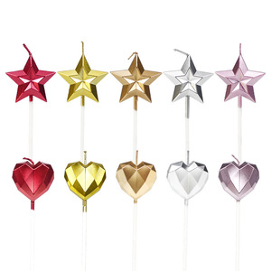 Five Pointed Star Birthday Candles Metallic Faceted Cake Decorations Happy Birthday Gift Party Supplies - Product Image 3