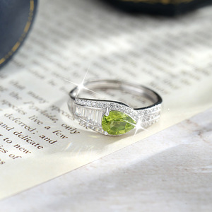 9 Hot Selling 5*7mm Pear Cut Natural Stone <b>Rings</b> 925 Sterling Silver Women's Adjustable <b>Crystal</b> <b>Rings</b> Fine Jewelry For Women - Product Image 5
