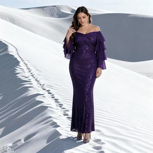 Robe Abaya en polyester brodée de paillettes de qualité supérieure pour femmes musulmanes, élégante pour les soirées et les fêtes, vente en gros personnalisée - Product Image 3
