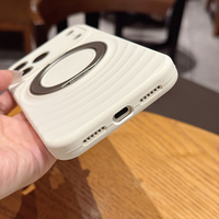360 °   Étui magnétique rotatif pour iPhone 16 17 Pro Max 18 Pro – Coque de téléphone en silicone ondulé couleur unie unique pour hommes et femmes