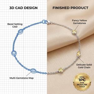 Sofisticada Pulsera de Oro Sólido de 9K/14K/18K con Múltiples Piedras Preciosas y Diamantes de Laboratorio de Colores para un Lujo Diario - Product Image 1