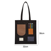 Sac fourre-tout en toile personnalisé multi-poches avec patchwork en cuir, sac de shopping coloré à grande capacité, sac de voyage en coton