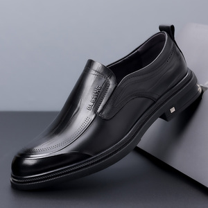 Chaussures en cuir pour hommes printemps 2026, style britannique, décontractées et professionnelles, noires, à enfiler, en cuir véritable - Product Image 3