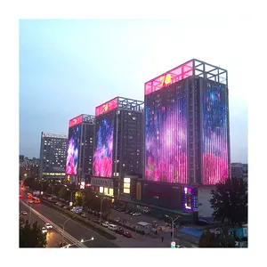 led mesh screen LED Curtain Outdoor Foldable led grid screen curtain Building Background wall led point lights For Advertising