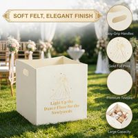 Lot de 2 paniers lumineux pour mariage, paniers de rangement en feutre blanc doux et robuste pour tongs et cadeaux, réutilisables pour le rangement à domicile