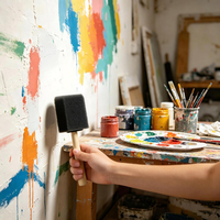 Pinceau à peinture en mousse avec manche en bois léger de 4 pouces
