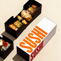 Caja de Embalaje Biodegradable para Sushi y Hamburguesas con Logotipo Personalizado, Caja de Embalaje Reciclable para Llevar, Caja de Entrega con Logotipo Negro y Rosa