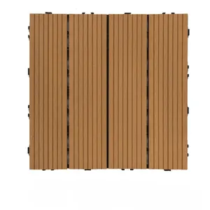 Azulejos de madera de abeto de diseño moderno, cubierta WPC Diy entrelazada para aplicaciones al aire libre y jardín, suelo de balcón impermeable cepillado