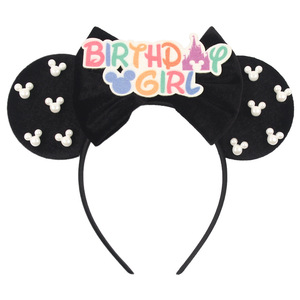 Fascia per capelli con <span class=keywords><strong>orecchie</strong></span> di <span class=keywords><strong>topo</strong></span> e fiocco in velluto colorato con perle, accessorio per capelli per compleanno, per bambini e donne, 2026 - Product Image 4