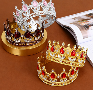 Couronne de reine en strass pour mariage, bouquet de fleurs, décoration de gâteau d'anniversaire, mode nuptiale - Product Image 3