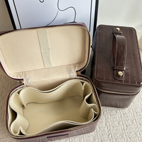Sac de toilette portable en cuir PU effet crocodile, nouvelle collection, couleurs tendance, pour femmes, pour ranger les cosmétiques