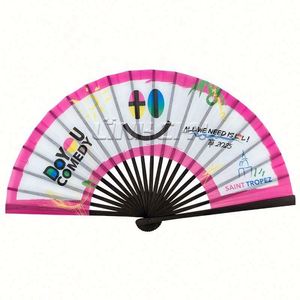 Eco-Friendly Bamboo <b>Folding</b> Hand Fan Custom Logo Sustainable Bamboo Crafted for Business Wedding Personalized Painted Flower - Product Image 6
