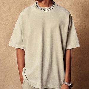 T-<span class=keywords><strong>shirt</strong></span> pour homme de haute qualité, style streetwear, coupe ample, ourlet brut, col rond, manches courtes, ourlet rond, surdimensionné, OEM - Product Image 4