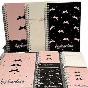 A5 Pink Bow Loose-<b>Leaf</b> Book High Beauty Value Girl Heart Horizontal Line <b>Paper</b> Cover Organizer/Planner Notebook 60 Sheets - Product Image 4