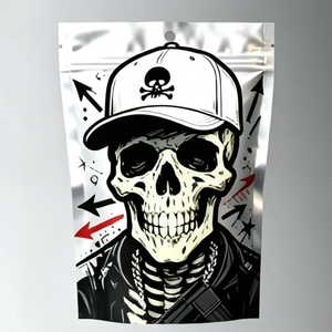 Custom Skull Print Mylar Bags 1g/3.5g/7g/14g/28g Resealable Stand Up <b>Pouches</b> for Herbs Mylar bag - Product Image 5