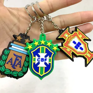 PVC Rubber Keychain European Cup Country Sports Team Souvenir Italy Brazil Argentina Spain France Key Chain gift