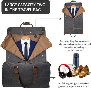 กระเป๋าเดินทางแบบพับได้สำหรับผู้ชาย  ใส่เสื้อผ้าได้  กันน้ำ  ผ้าแคนวาส  พร้อมโลโก้สั่งทำพิเศษ - Product Image 5