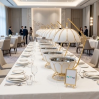FANITF Chauffe-plat en acier inoxydable avec couvercle suspendu 8L, chauffage continu à l'alcool, options multicolores pour banquets hôteliers