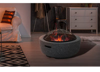 Brasero rond extérieur en acier de grande taille pour jardin, patio, barbecue et aménagement paysager avec dispositif de sécurité anti-flamme