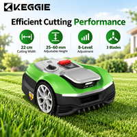 Tondeuse robot KEGGIE CE RoHS avec caméra, 1200m², 4.0Ah, largeur de coupe 22cm, hauteur de coupe 25-60mm, 8 niveaux de réglage, cartographie WiFi, IPX5, 60dB