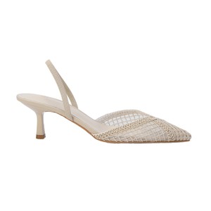 Nuovi Sandali Estivi da Donna con Tomaia in Rete, Suola in Gomma, <span class=keywords><strong>Beige</strong></span> Chiaro, Punta Aperta Intrecciata, Tacco Alto a Spillo, Traforati - Product Image 5