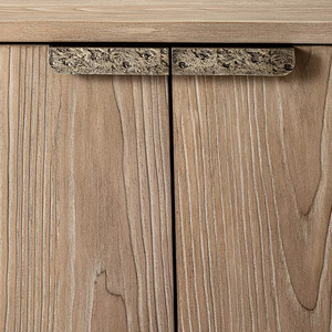 Rh ciro ידידותי לסביבה עמיד טלוויזיה לעמוד שערורייתי מודרני 4 דלתות עץ אלון מוצק קונסולת מחסן רחב העליון עץ טבעי - Product Image 5